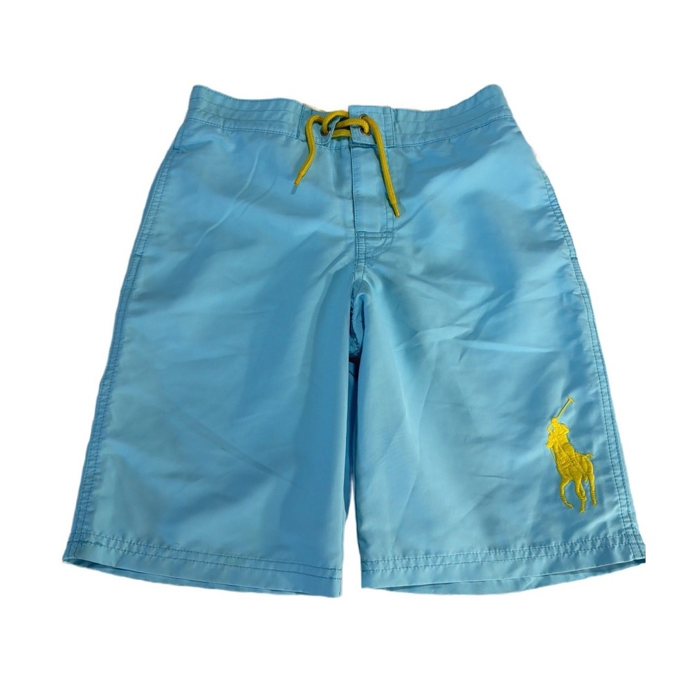 Polo Ralph Lauren Swim Trunks Youth M (10/12) Big Pony Lt Blue Aqua‎ Turquoise
